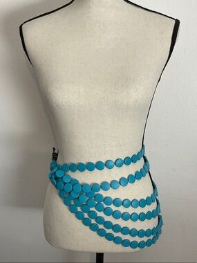 Blue Multi-Row Disc Waist Chain Belt - Women Accessories
